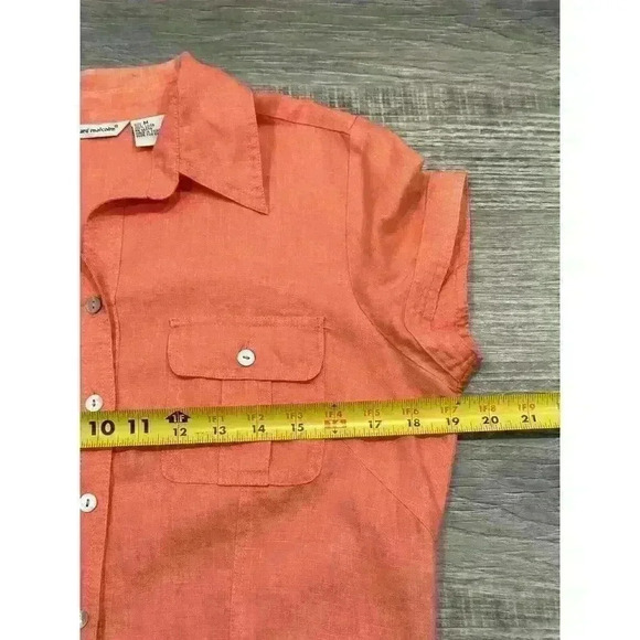 Richard Malcolm Irish Short Sleeve Button Up Shirt Sz M Pearl Button 100% Linen - Picture 11 of 13